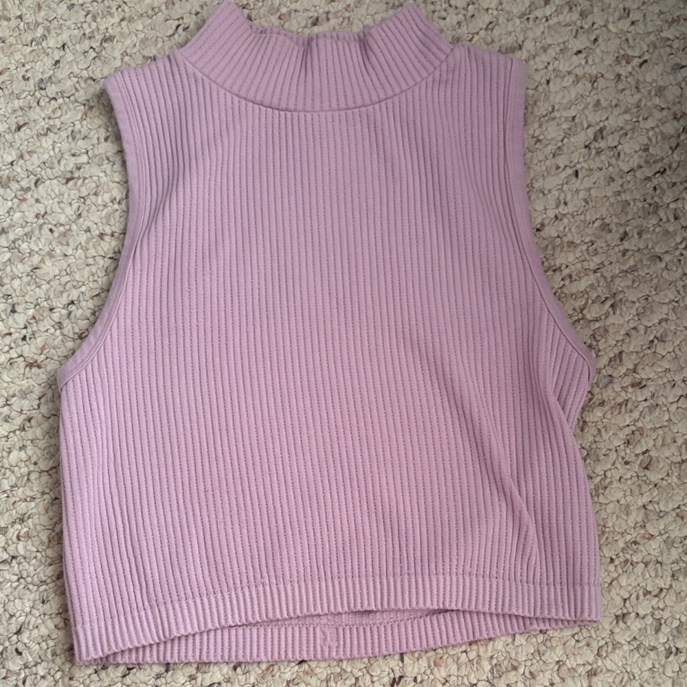Sleeveless Ribbed Pink/ lilac Top
